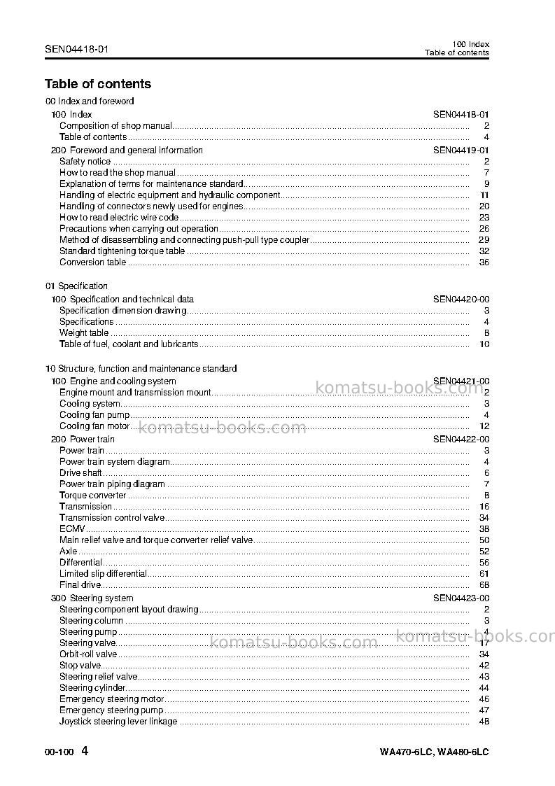 Komatsu wa470-6deu-lc Repair & maintenance cover Page 6