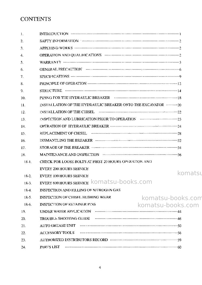 Komatsu jthb10-1jpn-breaker Operation manual cover Page 6