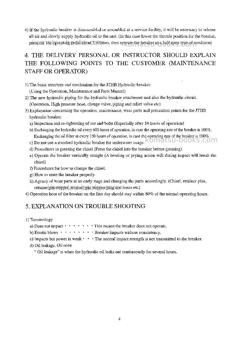 Komatsu jthb10-1jpn-breaker Repair & maintenance cover Page 6 Komatsu jthb10-1jpn-breaker Repair & maintenance cover Page 6