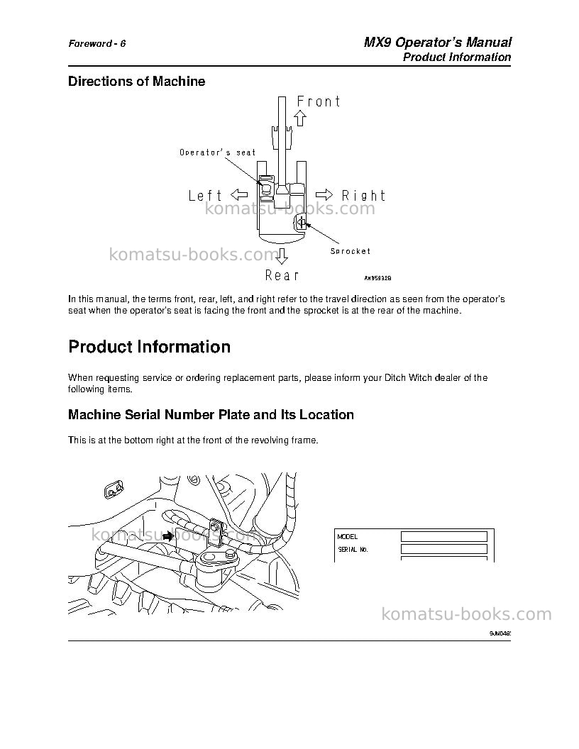 Komatsu mx09jpn Operation manual cover Page 7 Komatsu mx09jpn Operation manual cover Page 7