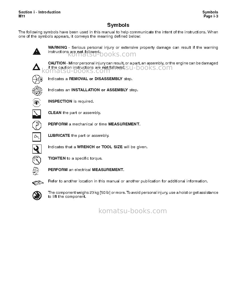 Komatsu mta-11usa Repair & maintenance cover Page 7 Komatsu mta-11usa Repair & maintenance cover Page 7