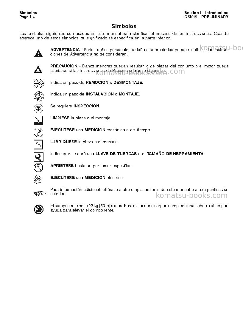 Komatsu qsk19usa Repair & maintenance cover Page 7