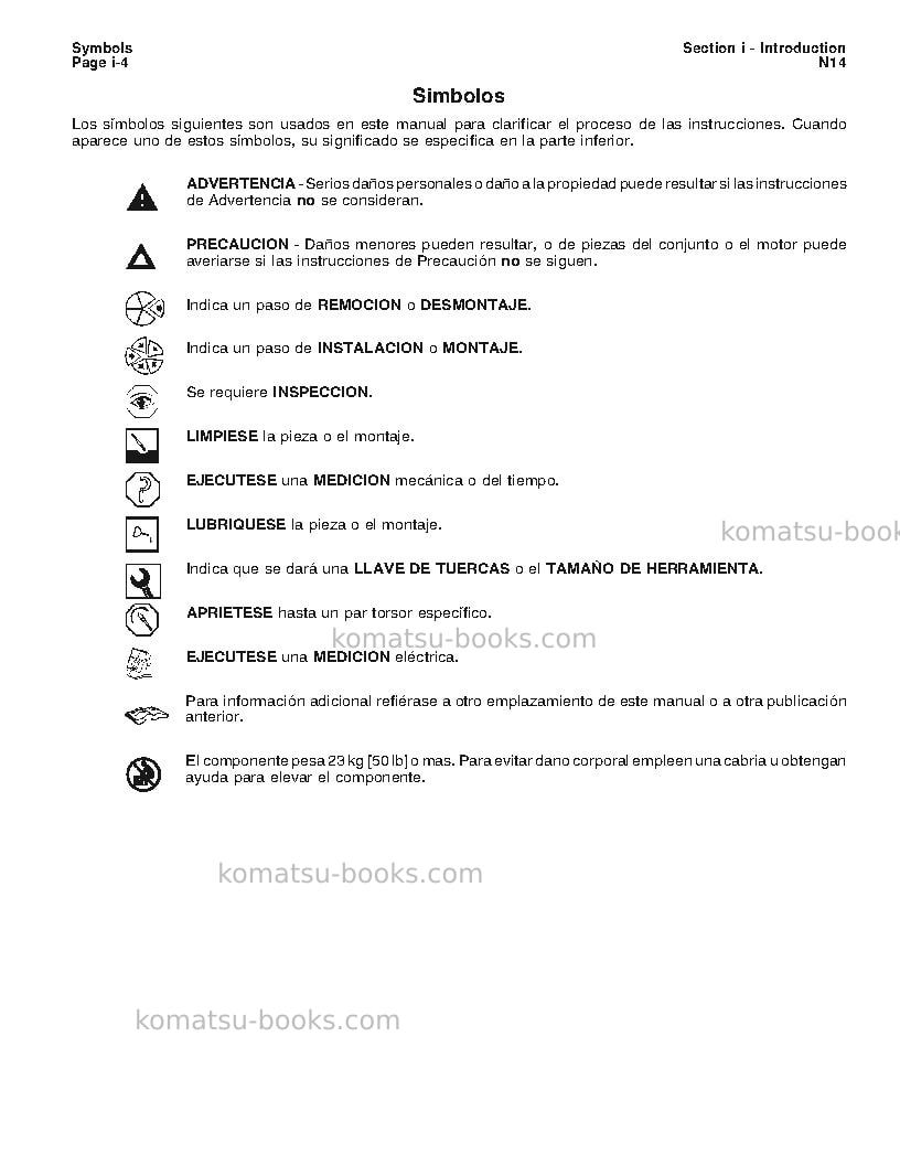 Komatsu nta-14usa Repair & maintenance cover Page 7 Komatsu nta-14usa Repair & maintenance cover Page 7