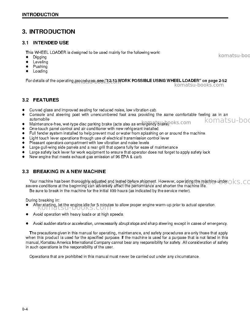 Komatsu wa250-3usa-l Operation manual cover Page 7
