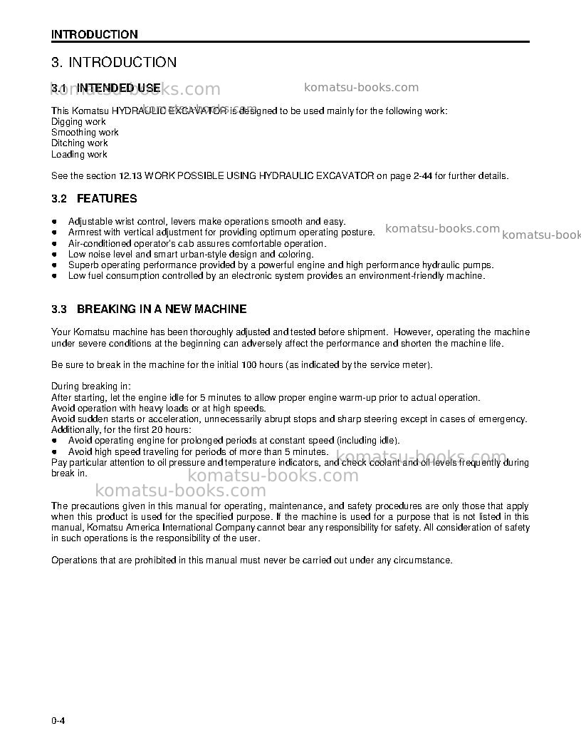 Komatsu pc200z-6usa-le Operation manual cover Page 7 Komatsu pc200z-6usa-le Operation manual cover Page 7