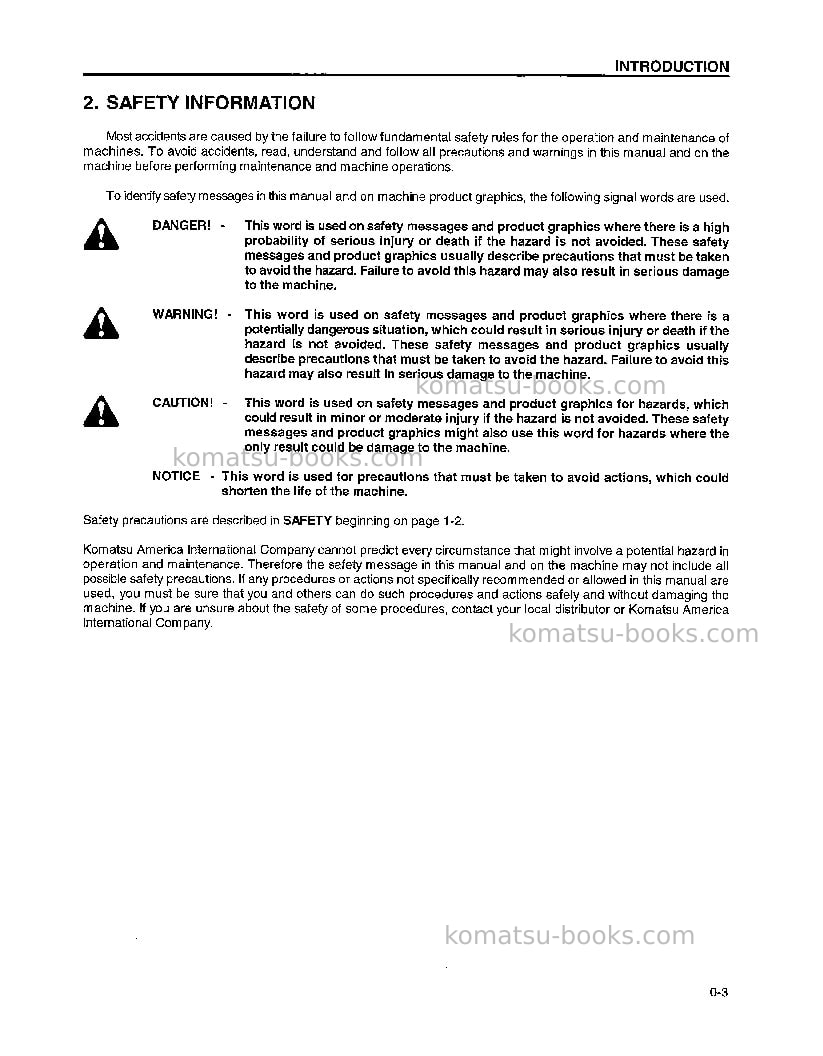 Komatsu wa900-1usa-lc Operation manual cover Page 7