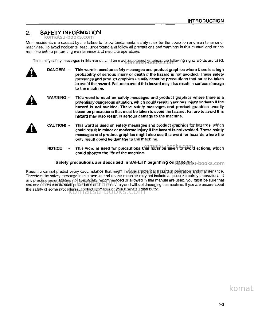 Komatsu d39p-1usa Operation manual cover Page 7 Komatsu d39p-1usa Operation manual cover Page 7