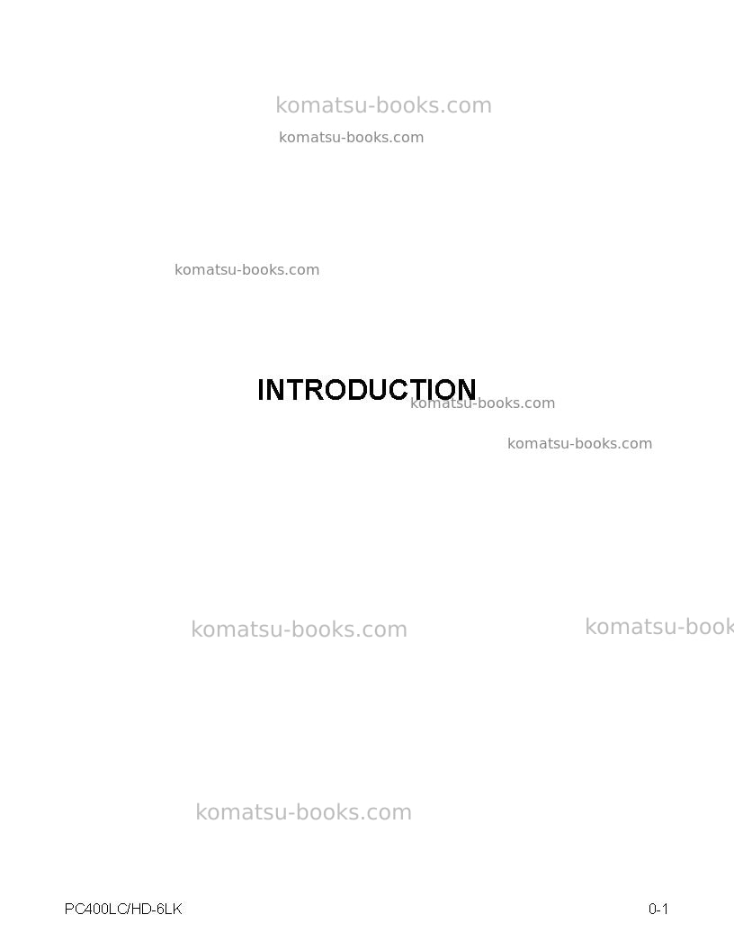 Komatsu pc400hd-6usa-lk Operation manual cover Page 7 Komatsu pc400hd-6usa-lk Operation manual cover Page 7