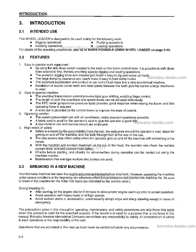 Komatsu wa600-3usa-l Operation manual cover Page 7 Komatsu wa600-3usa-l Operation manual cover Page 7