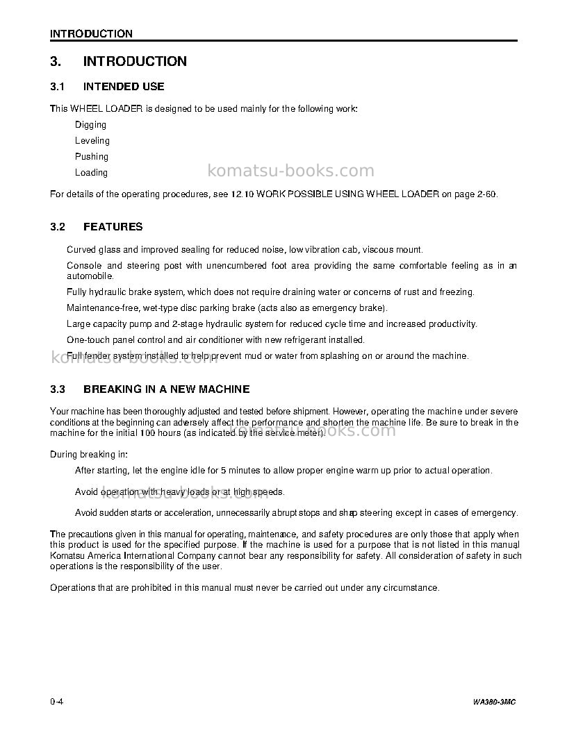 Komatsu wa380-3usa-mc Operation manual cover Page 7