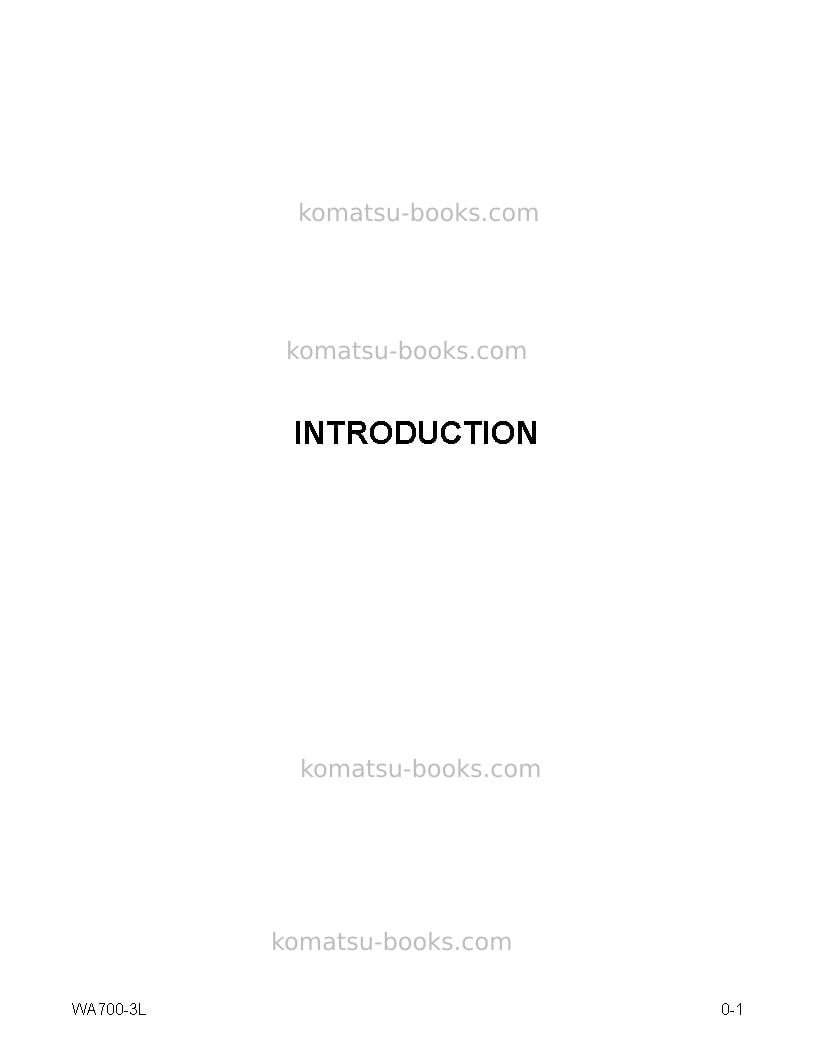 Komatsu wa700-3usa-l Operation manual cover Page 7 Komatsu wa700-3usa-l Operation manual cover Page 7