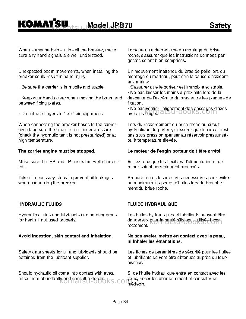 Komatsu jpb70usa Operation manual cover Page 7 Komatsu jpb70usa Operation manual cover Page 7