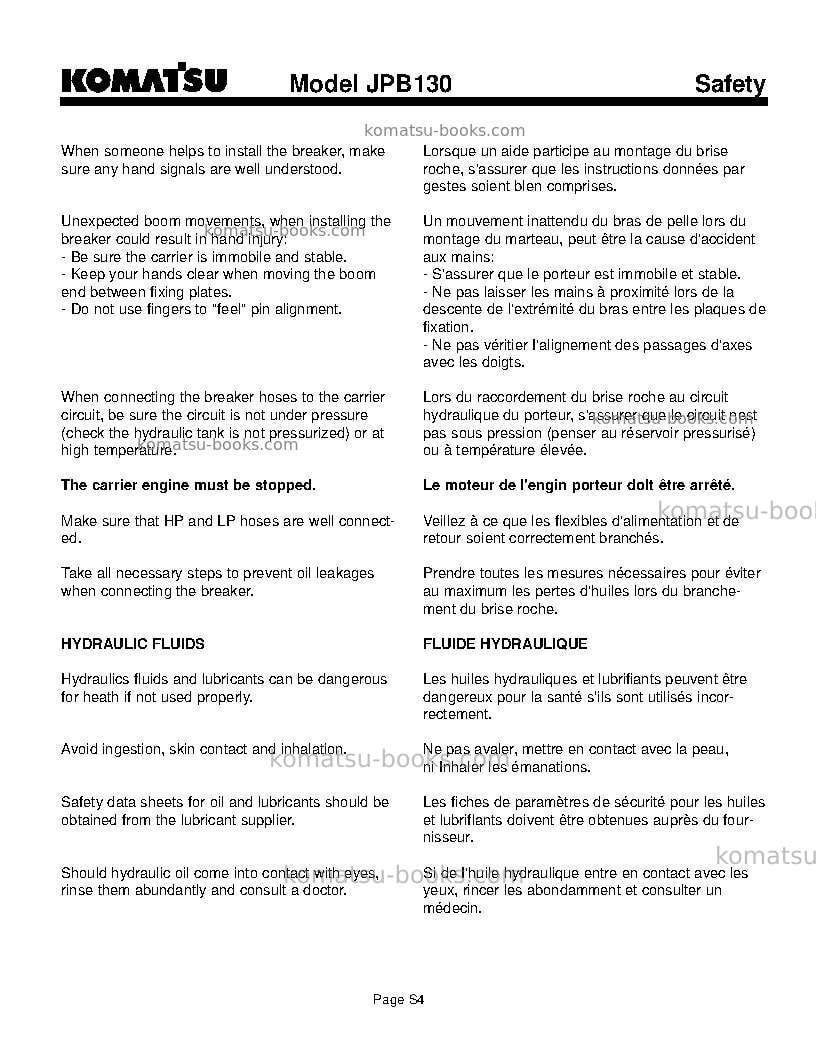 Komatsu jpb130usa Operation manual cover Page 7 Komatsu jpb130usa Operation manual cover Page 7