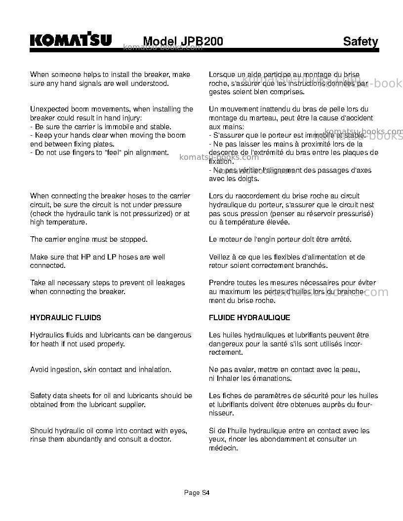 Komatsu jpb200usa Operation manual cover Page 7 Komatsu jpb200usa Operation manual cover Page 7