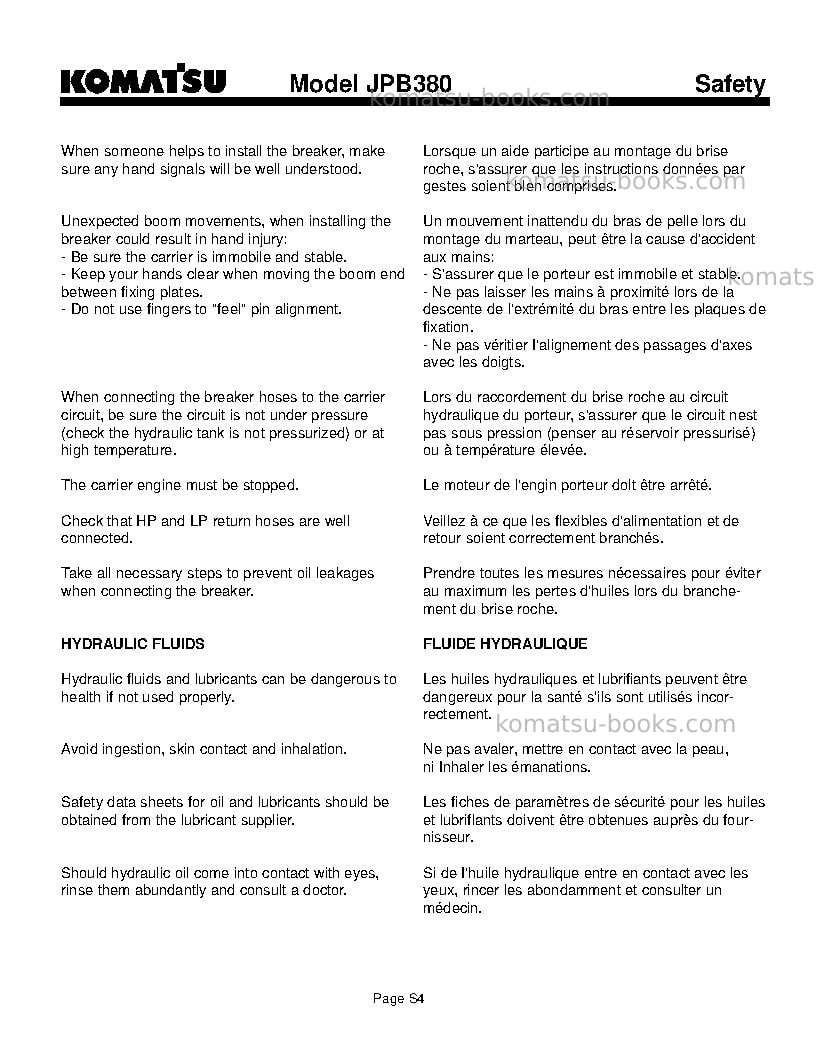 Komatsu jpb380usa Operation manual cover Page 7