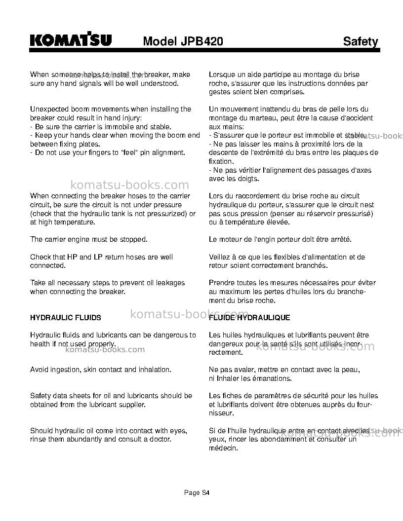 Komatsu jpb420usa Operation manual cover Page 7 Komatsu jpb420usa Operation manual cover Page 7