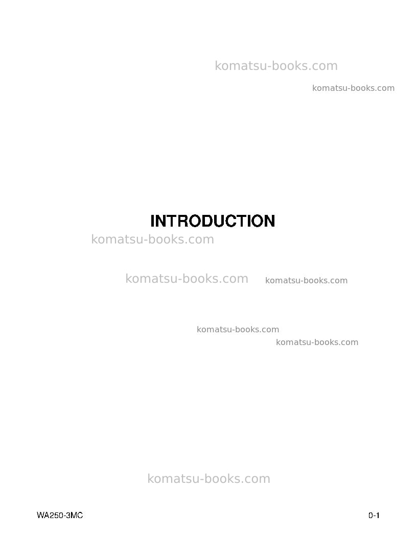 Komatsu wa250-3usa-mc Operation manual cover Page 7 Komatsu wa250-3usa-mc Operation manual cover Page 7