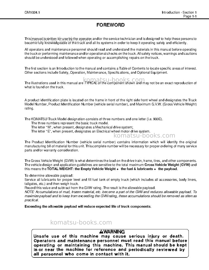 Komatsu 930e-2usa-5 Operation manual cover Page 7