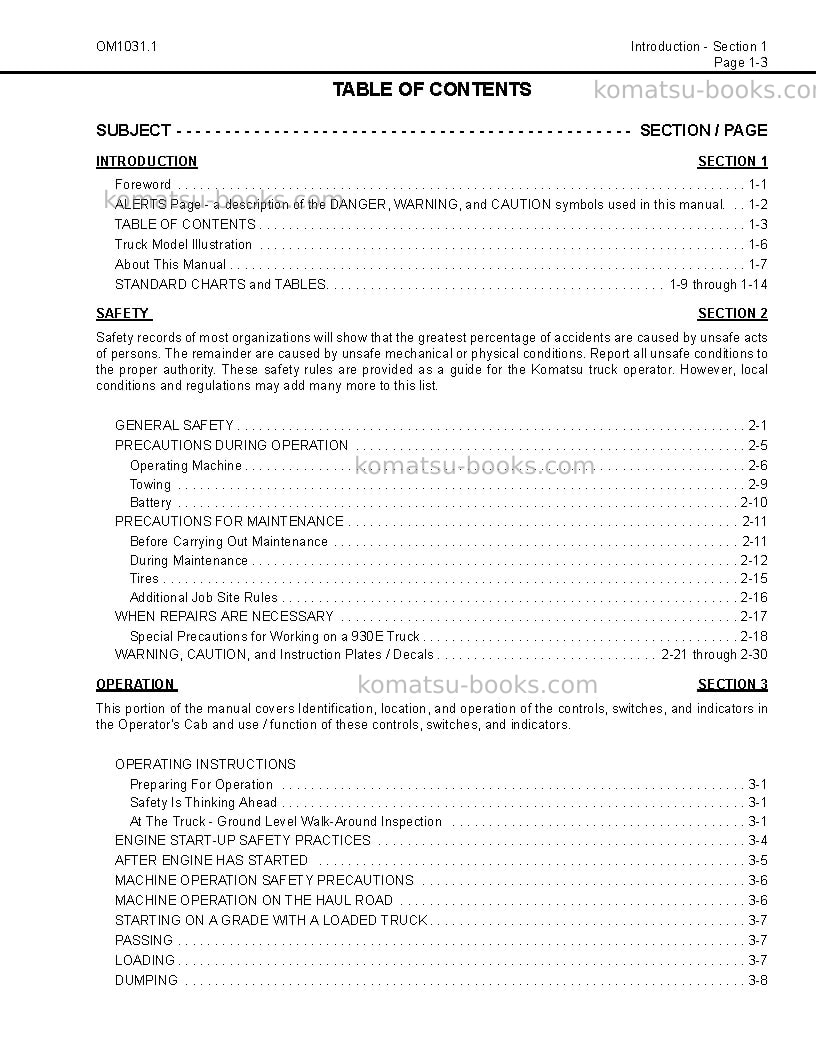 Komatsu 930e-2usa-se Operation manual cover Page 7