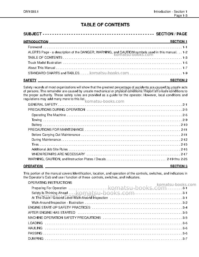Komatsu 830eusa Operation manual cover Page 7 Komatsu 830eusa Operation manual cover Page 7