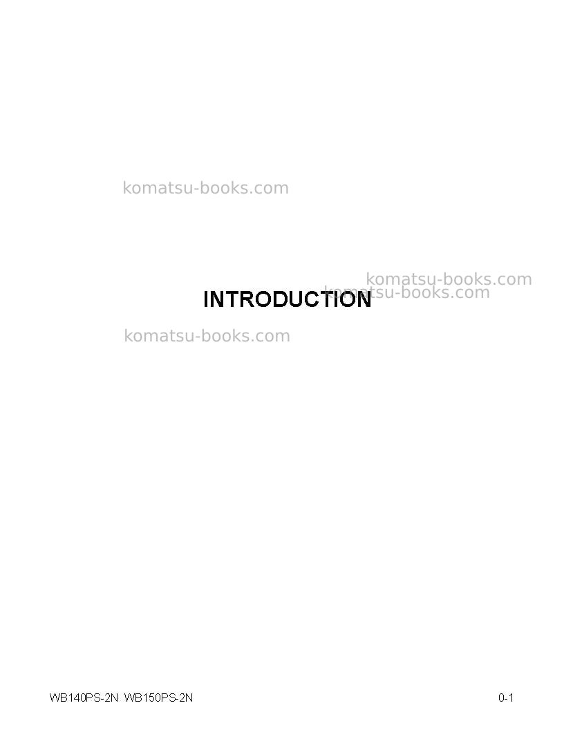 Komatsu wb150ps-2usa-n Operation manual cover Page 7 Komatsu wb150ps-2usa-n Operation manual cover Page 7