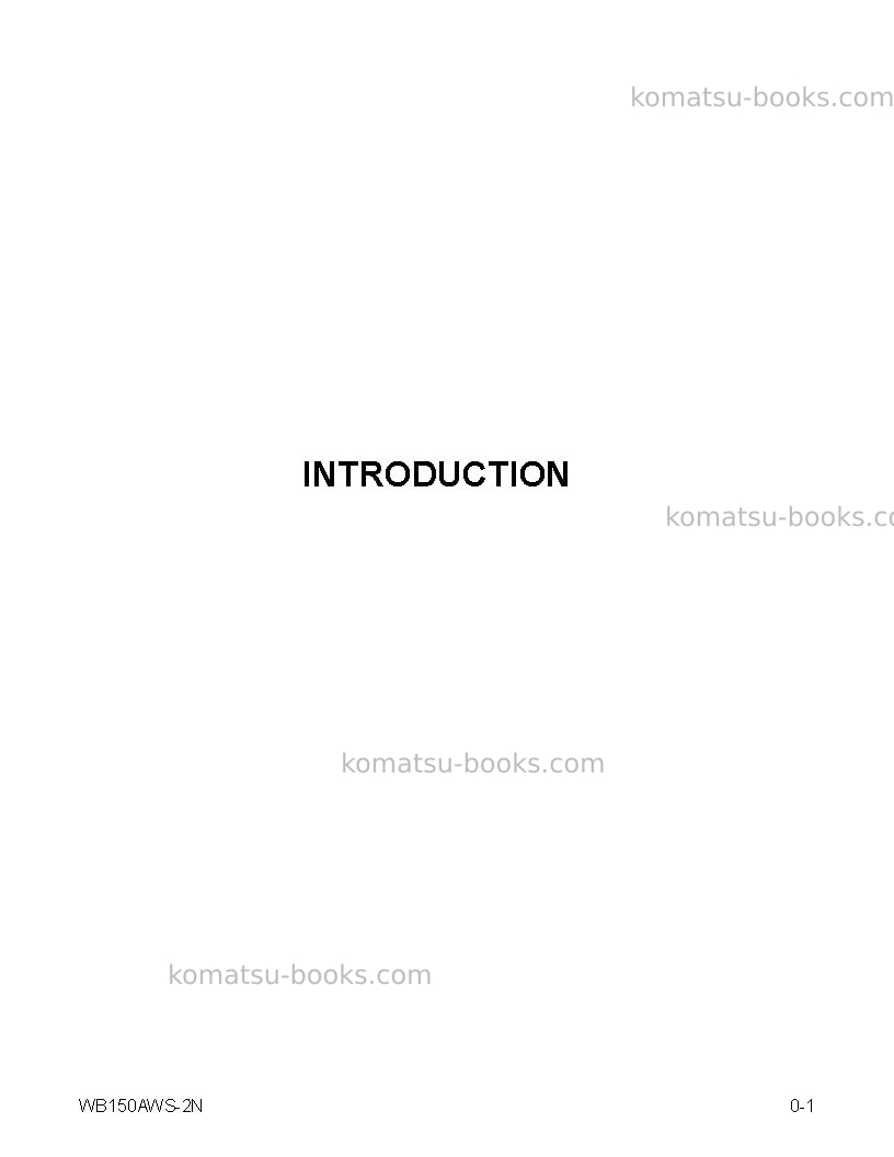 Komatsu wb150aws-2usa-n Operation manual cover Page 7 Komatsu wb150aws-2usa-n Operation manual cover Page 7