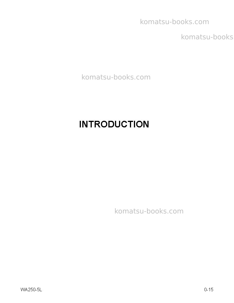 Komatsu wa250-5usa-l Operation manual cover Page 7 Komatsu wa250-5usa-l Operation manual cover Page 7