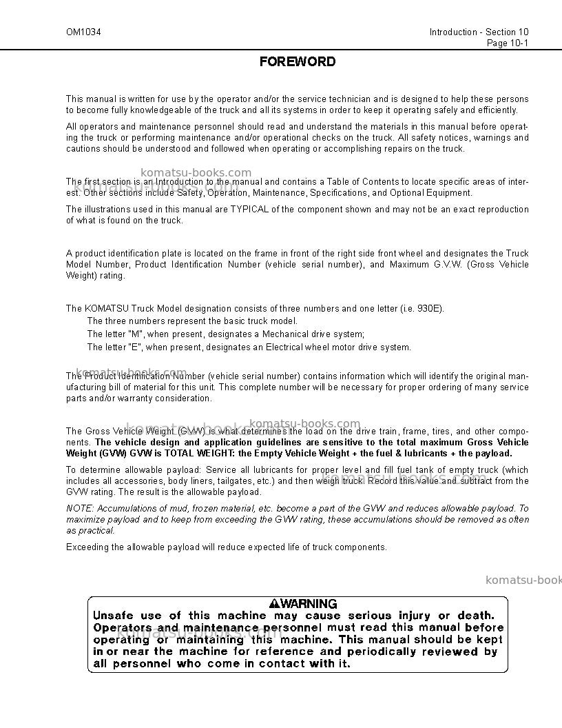 Komatsu 930e-2usa-3 Operation manual cover Page 7 Komatsu 930e-2usa-3 Operation manual cover Page 7