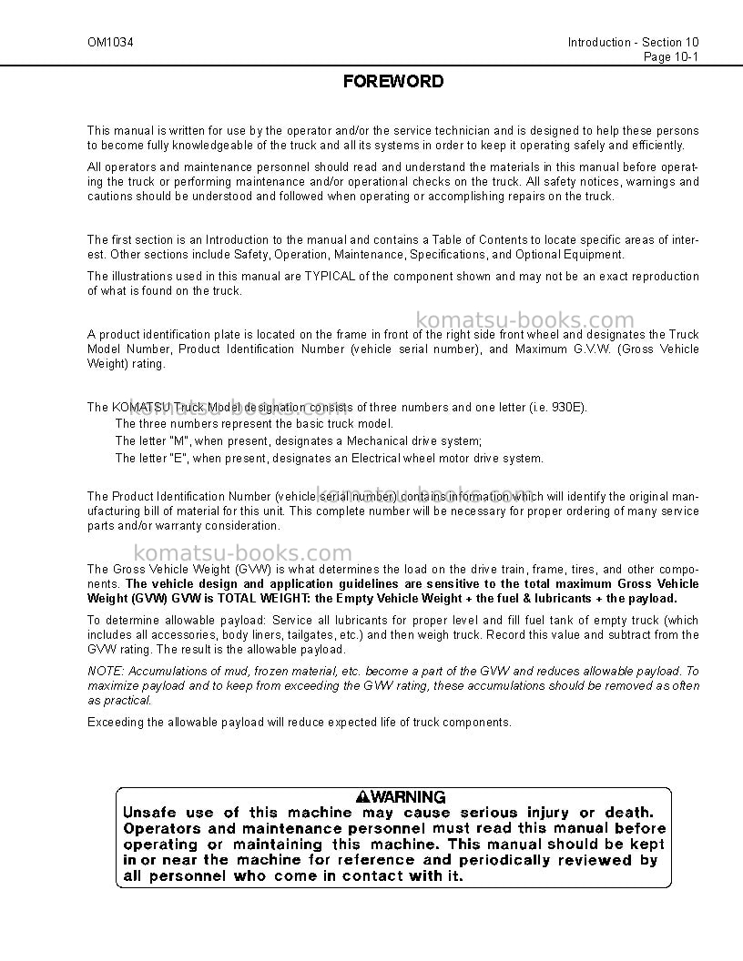 Komatsu 930e-2usa-3 Operation manual cover Page 7 Komatsu 930e-2usa-3 Operation manual cover Page 7