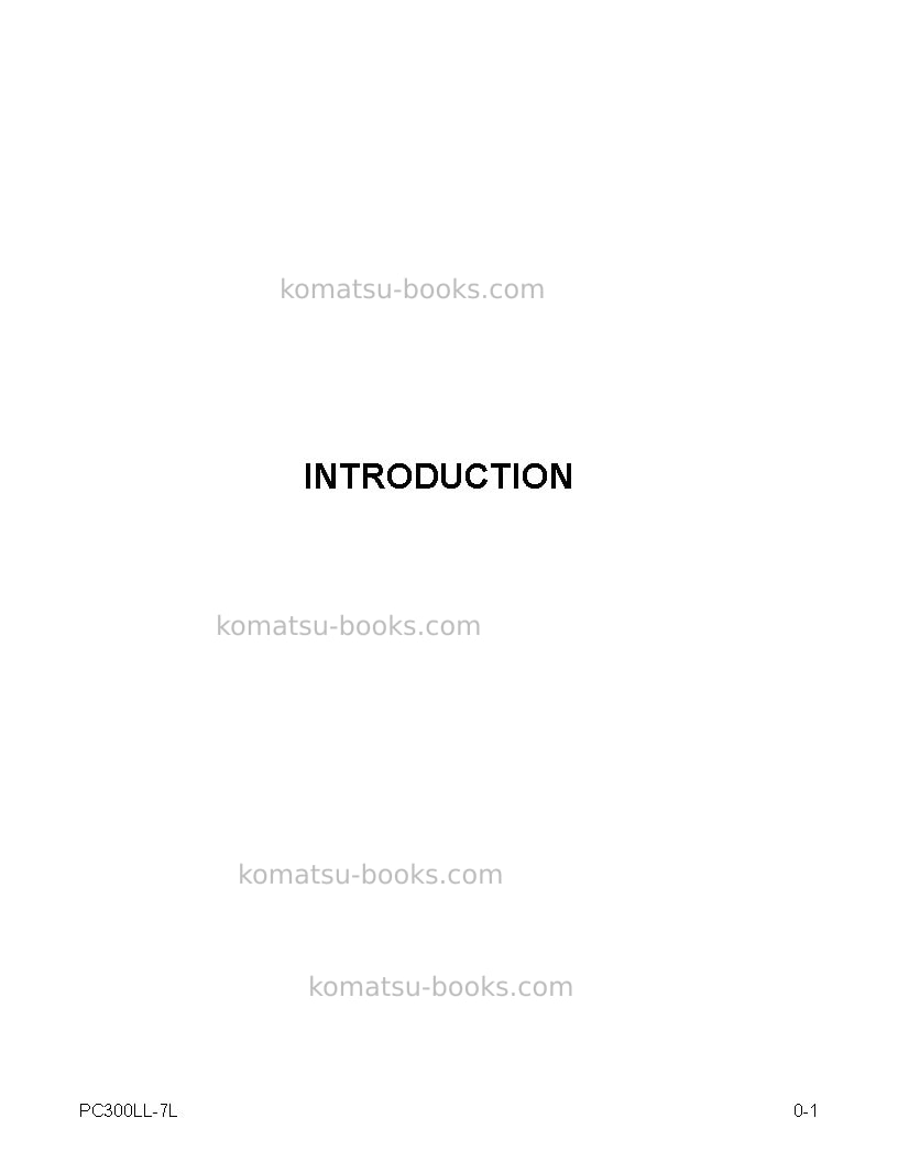 Komatsu pc300ll-7usa-l Operation manual cover Page 7 Komatsu pc300ll-7usa-l Operation manual cover Page 7