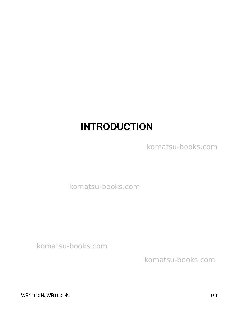 Komatsu wb150-2usa-n Operation manual cover Page 7 Komatsu wb150-2usa-n Operation manual cover Page 7
