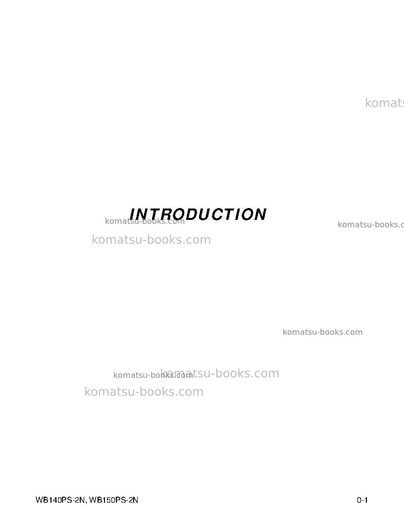 Komatsu wb140ps-2usa-n Operation manual cover Page 7
