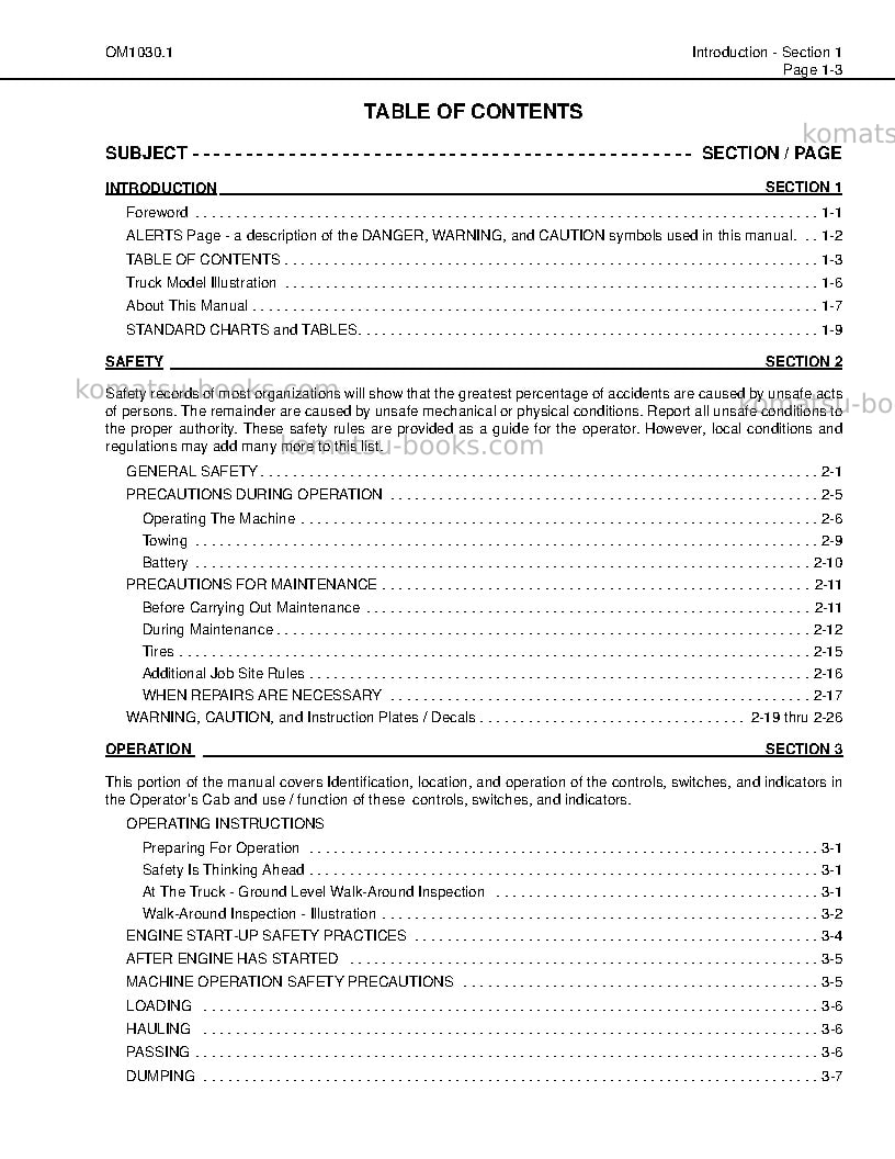 Komatsu 830eusa Operation manual cover Page 7