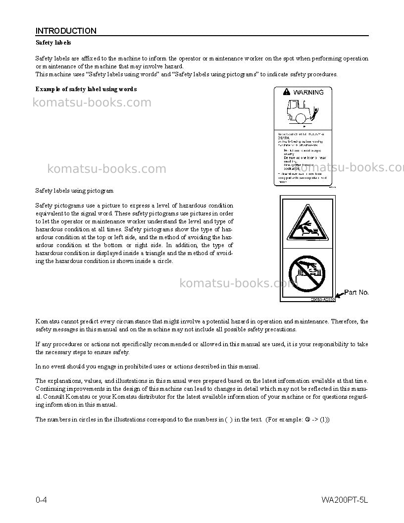 Komatsu wa200pt-5usa-l Operation manual cover Page 7 Komatsu wa200pt-5usa-l Operation manual cover Page 7
