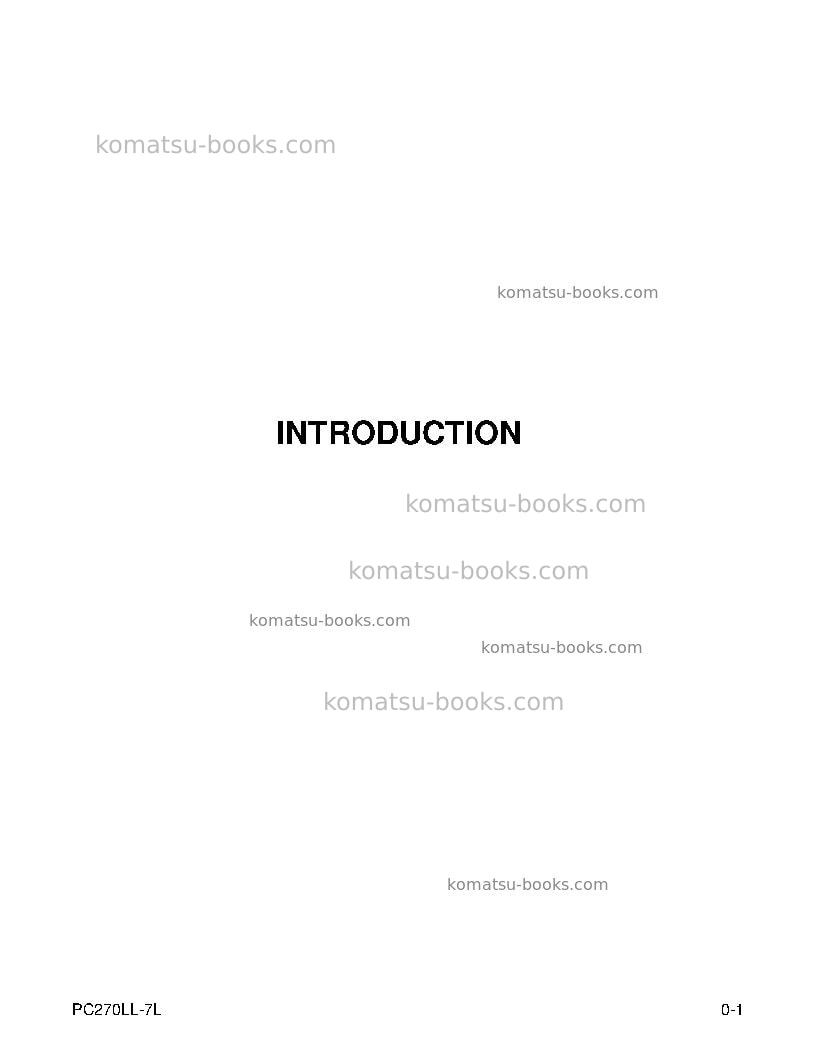 Komatsu pc270ll-7usa-l Operation manual cover Page 7 Komatsu pc270ll-7usa-l Operation manual cover Page 7