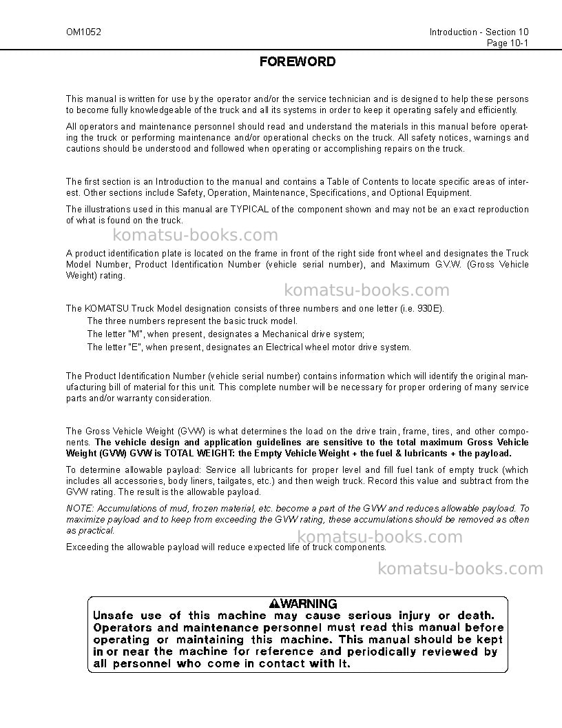 Komatsu 930e-3usa-se Operation manual cover Page 7