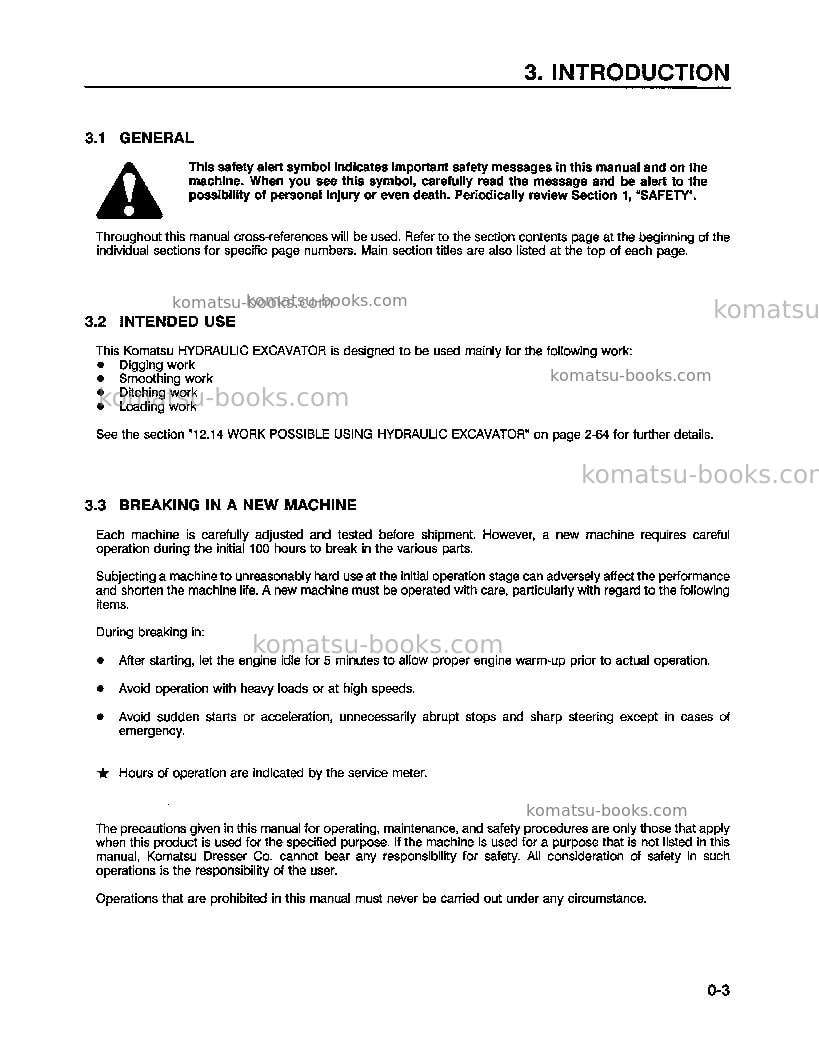 Komatsu pc300lc-5usa-lc Operation manual cover Page 7