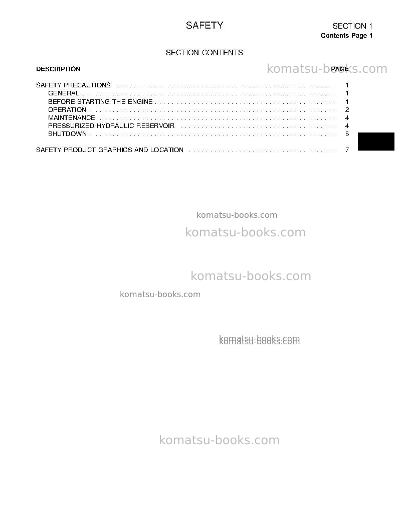 Komatsu td-7h Operation manual cover Page 7