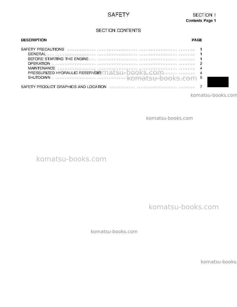 Komatsu td-8h Operation manual cover Page 7 Komatsu td-8h Operation manual cover Page 7