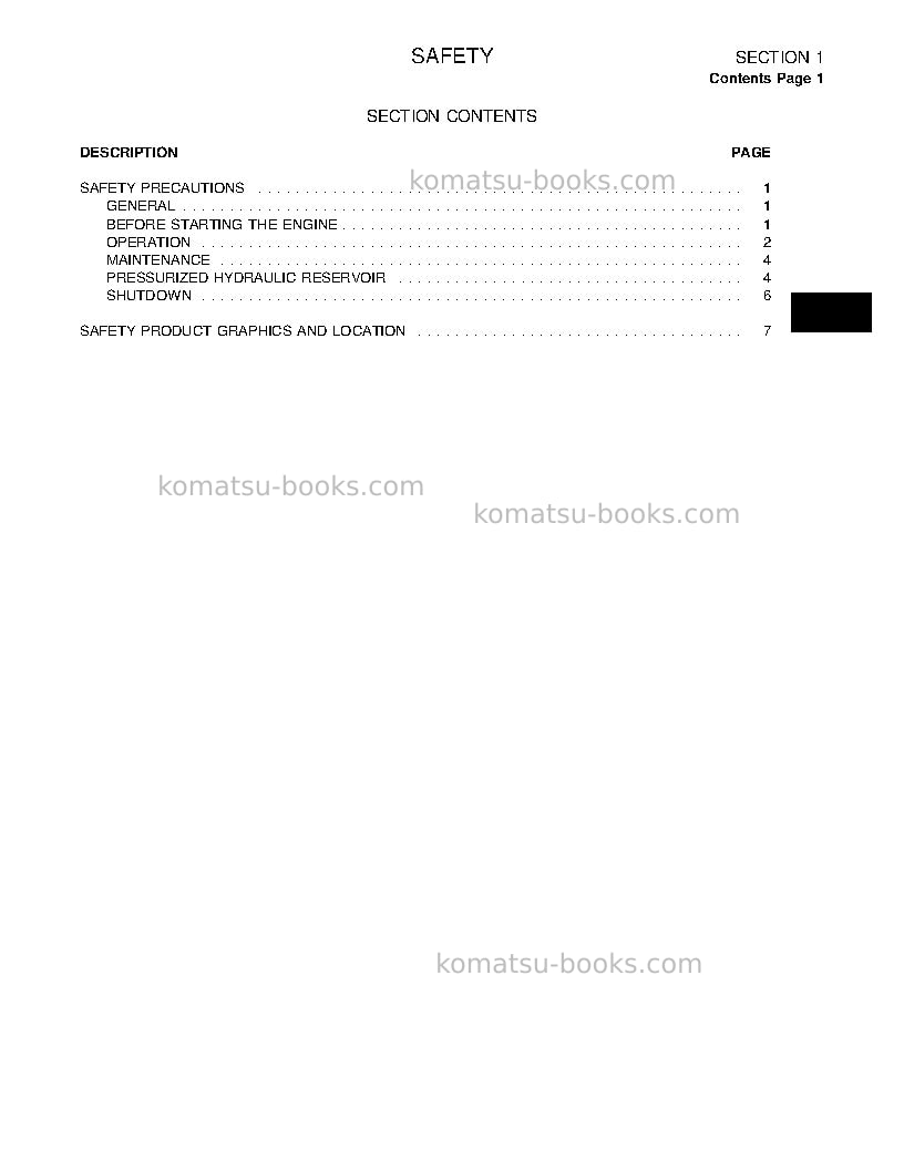 Komatsu td-9h Operation manual cover Page 7