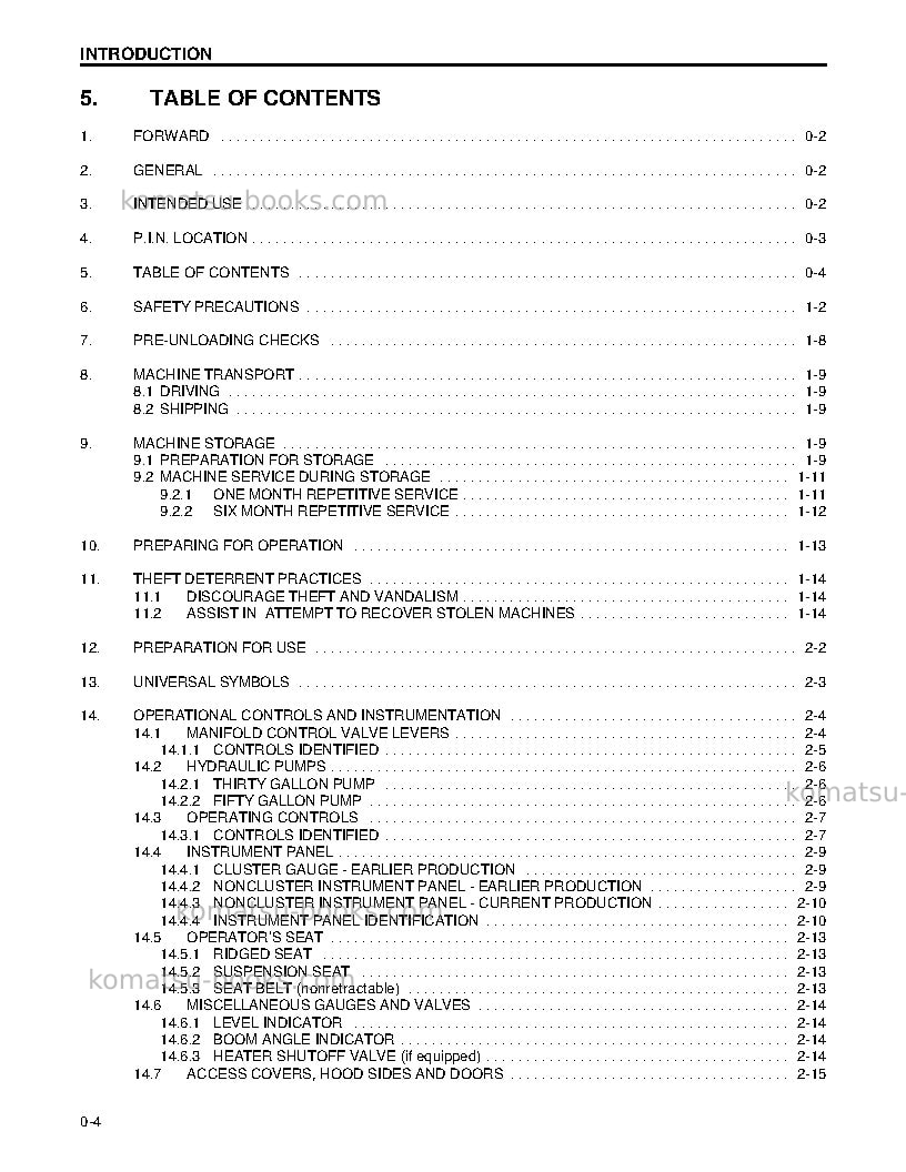 Komatsu 150fa Operation manual cover Page 7 Komatsu 150fa Operation manual cover Page 7