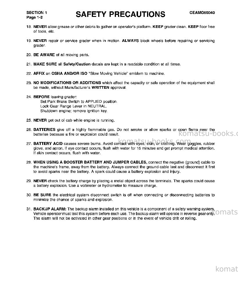 Komatsu gd650aw-2usa-cy Operation manual cover Page 7 Komatsu gd650aw-2usa-cy Operation manual cover Page 7