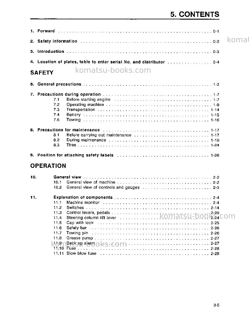 Komatsu wa320-3jpn-l Operation manual cover Page 7 Komatsu wa320-3jpn-l Operation manual cover Page 7