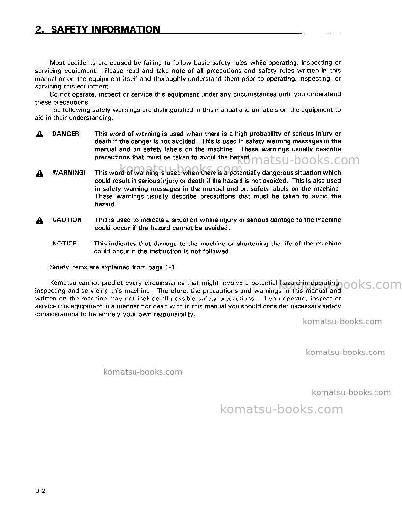 Komatsu pc128uu-1jpn Operation manual cover Page 7 Komatsu pc128uu-1jpn Operation manual cover Page 7
