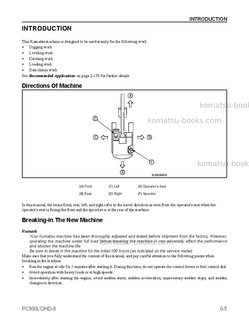 Komatsu pc300lc-8usa Operation manual cover Page 7 Komatsu pc300lc-8usa Operation manual cover Page 7