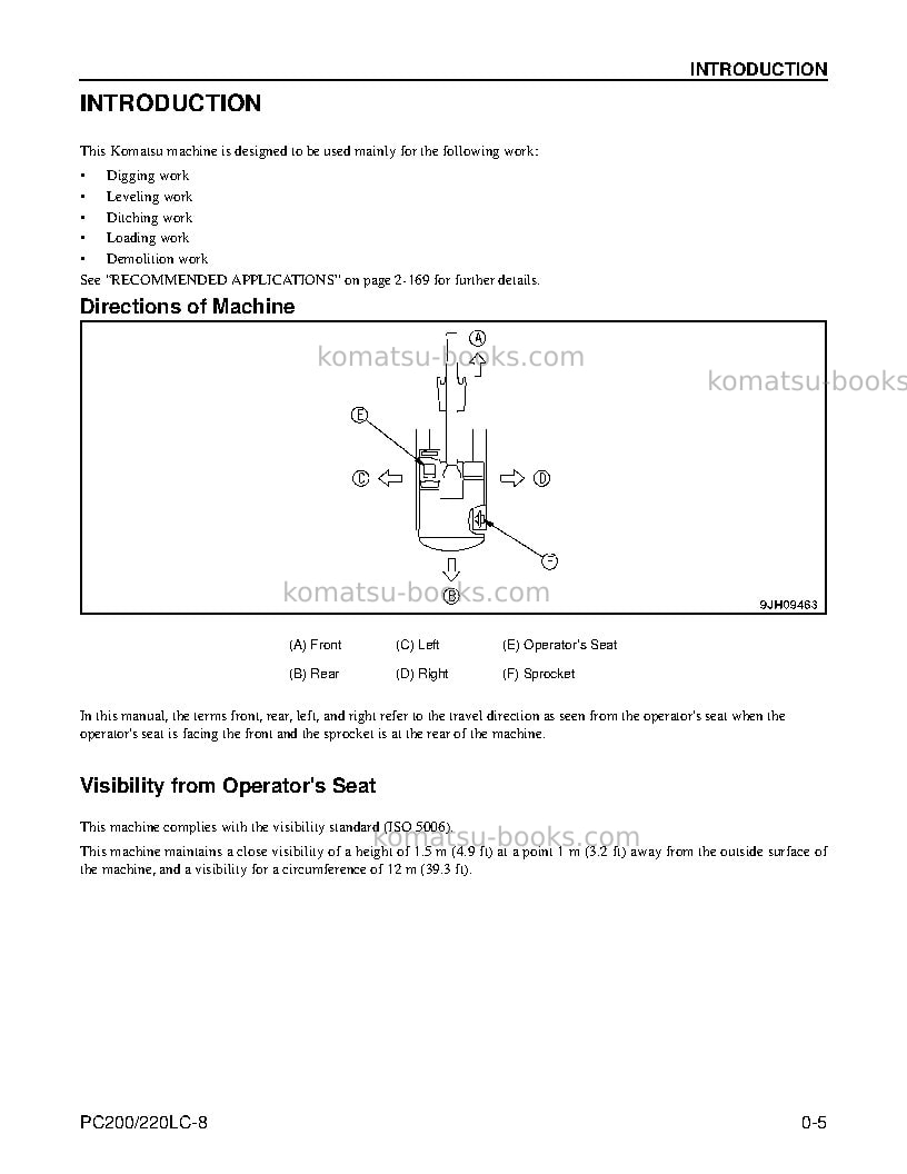 Komatsu pc200lc-8usa Operation manual cover Page 7 Komatsu pc200lc-8usa Operation manual cover Page 7