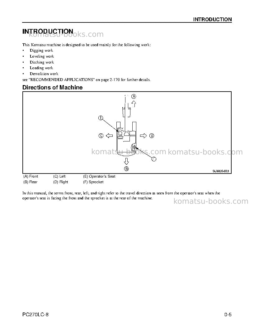 Komatsu pc270lc-8usa Operation manual cover Page 7 Komatsu pc270lc-8usa Operation manual cover Page 7