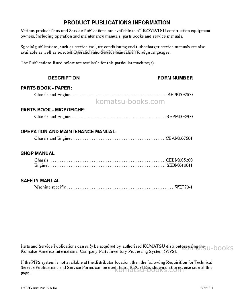 Komatsu wb97s-5ita Operation manual cover Page 7 Komatsu wb97s-5ita Operation manual cover Page 7