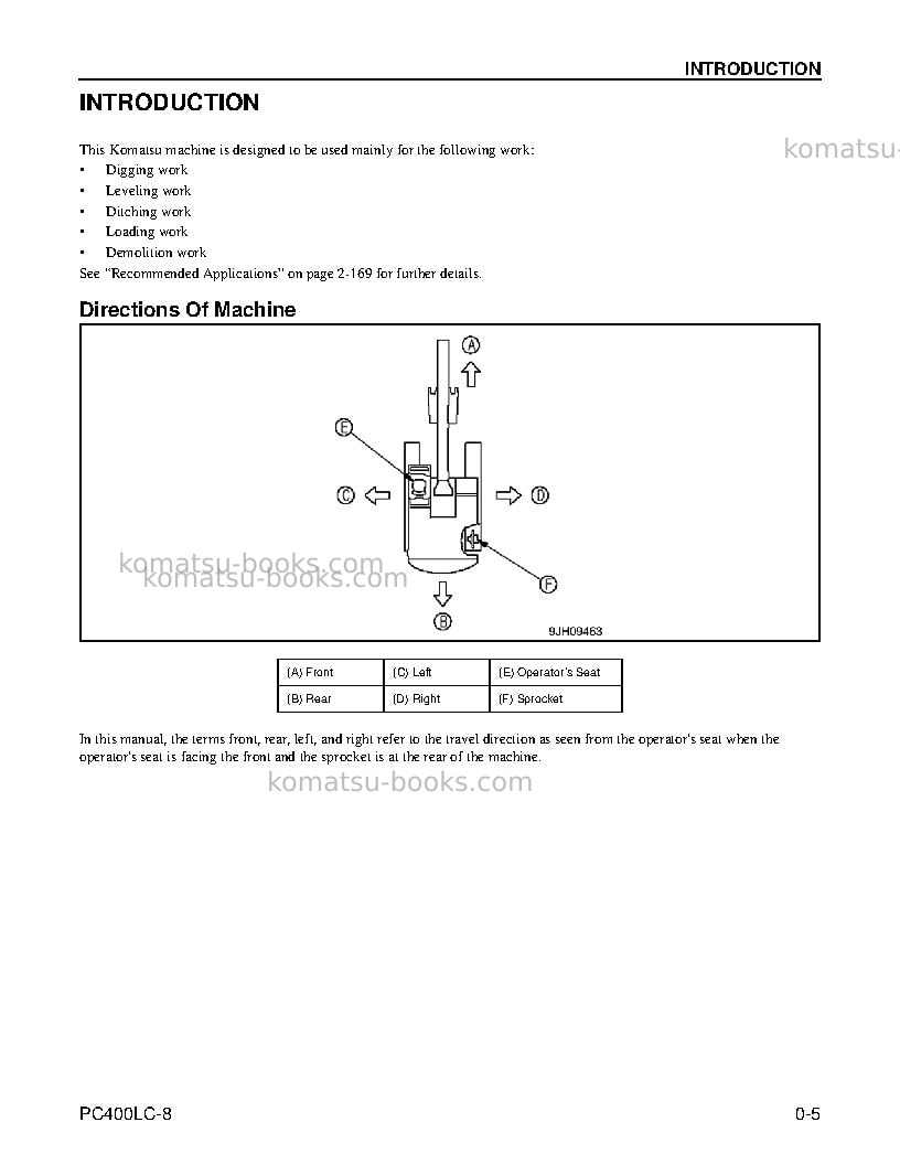 Komatsu pc400lc-8usa Operation manual cover Page 7 Komatsu pc400lc-8usa Operation manual cover Page 7