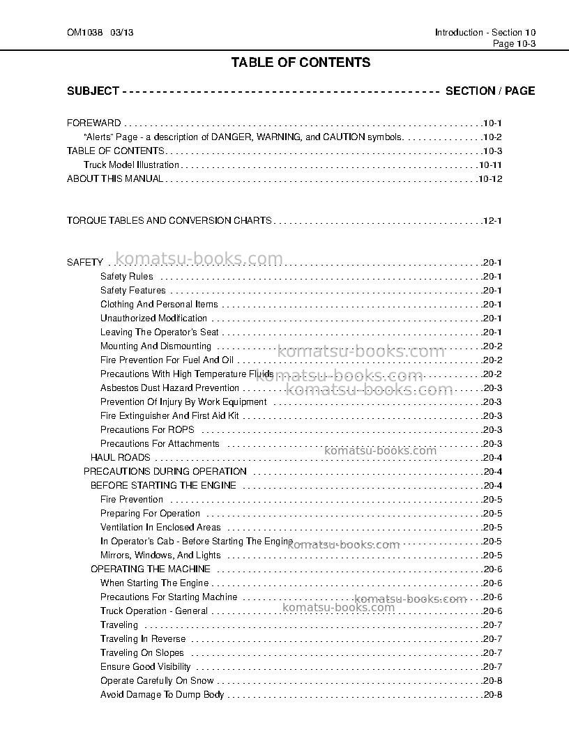 Komatsu hd1500-5usa Operation manual cover Page 7 Komatsu hd1500-5usa Operation manual cover Page 7